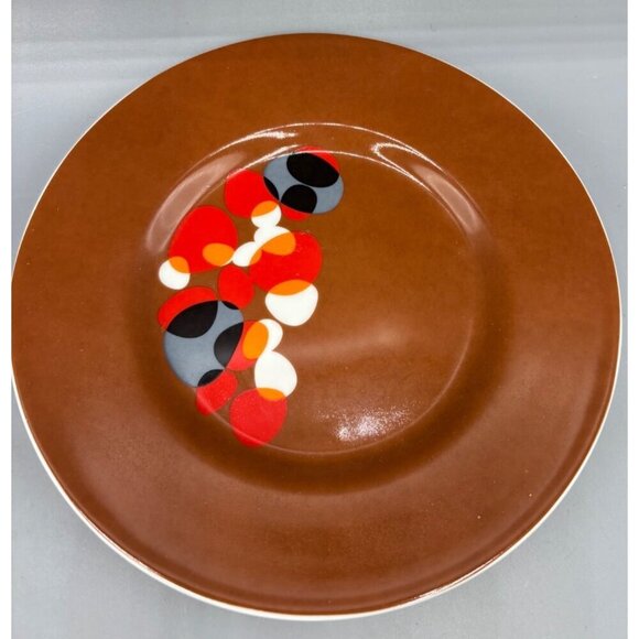 Vtg Moda Miam Miam Stone Series Brown Red Tea Cup Mug Saucer Set Abstract MCM - Picture 8 of 8